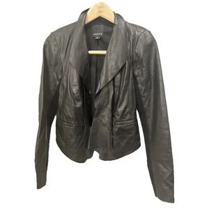 Trouvé‎ Leather Open Front Drape Bomber Style Jacket Small